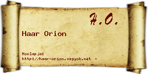 Haar Orion névjegykártya